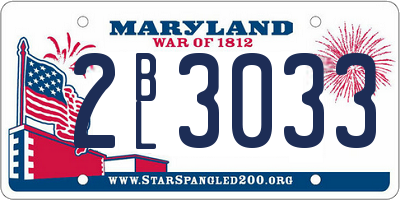 MD license plate 2BL3033