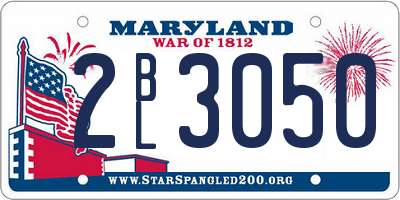 MD license plate 2BL3050