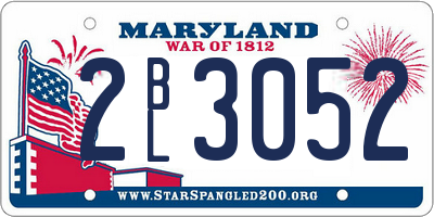 MD license plate 2BL3052