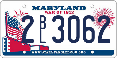 MD license plate 2BL3062