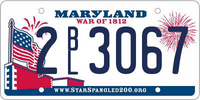 MD license plate 2BL3067