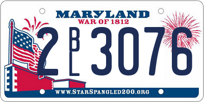 MD license plate 2BL3076