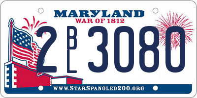 MD license plate 2BL3080
