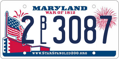 MD license plate 2BL3087