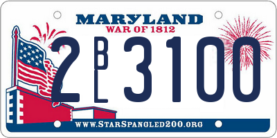 MD license plate 2BL3100