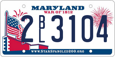 MD license plate 2BL3104