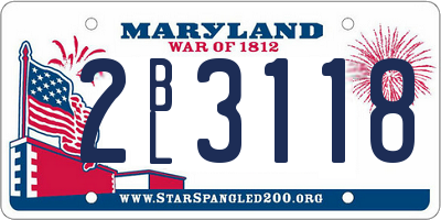 MD license plate 2BL3118