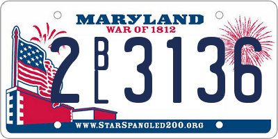 MD license plate 2BL3136