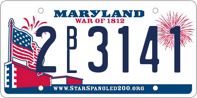 MD license plate 2BL3141