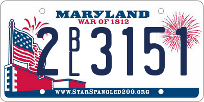 MD license plate 2BL3151