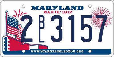 MD license plate 2BL3157
