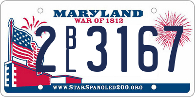MD license plate 2BL3167