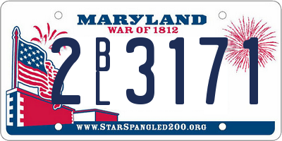 MD license plate 2BL3171