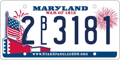 MD license plate 2BL3181