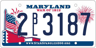MD license plate 2BL3187