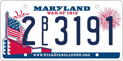 MD license plate 2BL3191