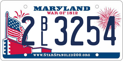 MD license plate 2BL3254