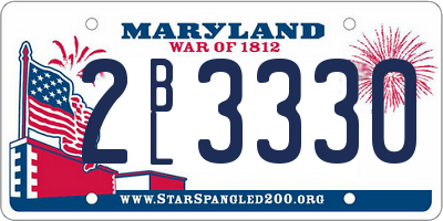 MD license plate 2BL3330