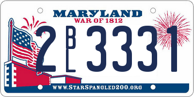 MD license plate 2BL3331