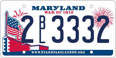 MD license plate 2BL3332