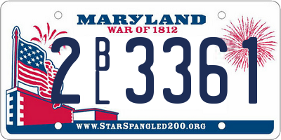 MD license plate 2BL3361