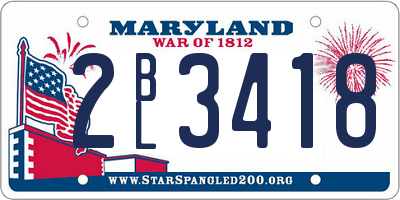 MD license plate 2BL3418