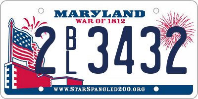 MD license plate 2BL3432