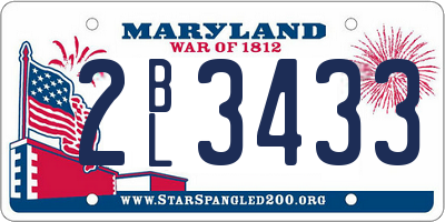 MD license plate 2BL3433