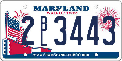 MD license plate 2BL3443