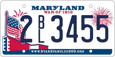 MD license plate 2BL3455