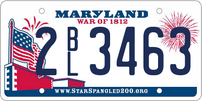 MD license plate 2BL3463