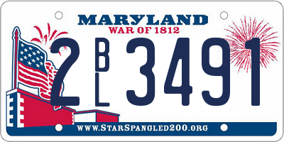 MD license plate 2BL3491