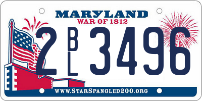MD license plate 2BL3496