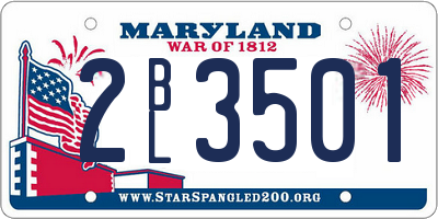 MD license plate 2BL3501