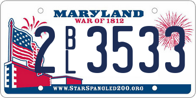 MD license plate 2BL3533