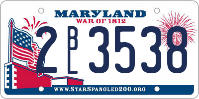 MD license plate 2BL3538