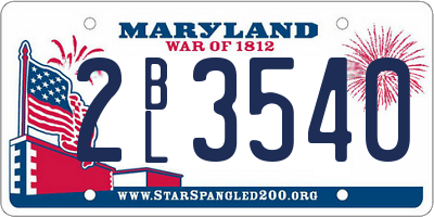 MD license plate 2BL3540