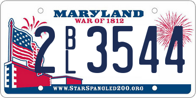 MD license plate 2BL3544