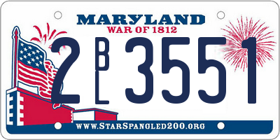 MD license plate 2BL3551