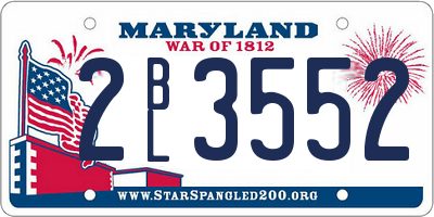 MD license plate 2BL3552