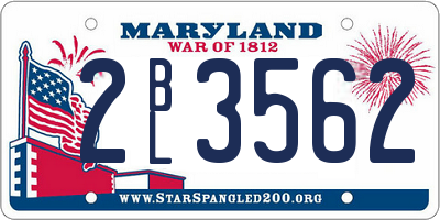 MD license plate 2BL3562