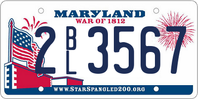 MD license plate 2BL3567