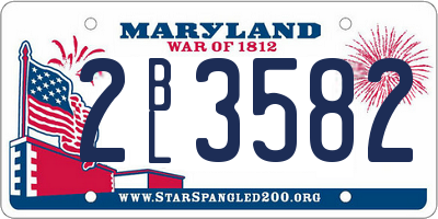 MD license plate 2BL3582