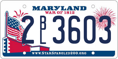 MD license plate 2BL3603