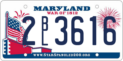 MD license plate 2BL3616