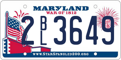 MD license plate 2BL3649