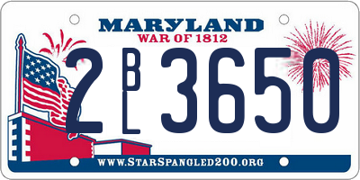 MD license plate 2BL3650