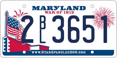 MD license plate 2BL3651