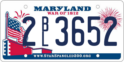 MD license plate 2BL3652