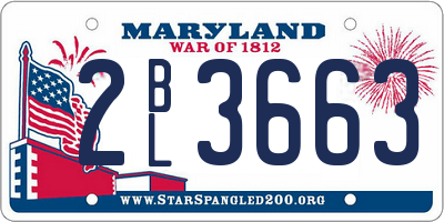 MD license plate 2BL3663